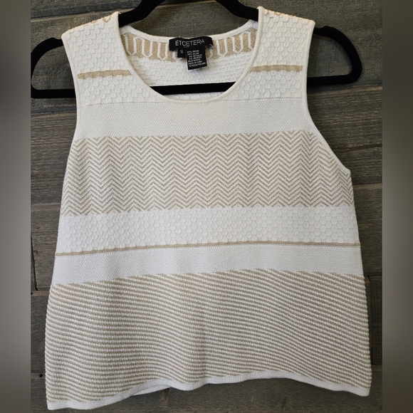 Etcetera Knit Sleeveless Sweater Top - White & Gold - Size Small - Picture 1 of 8